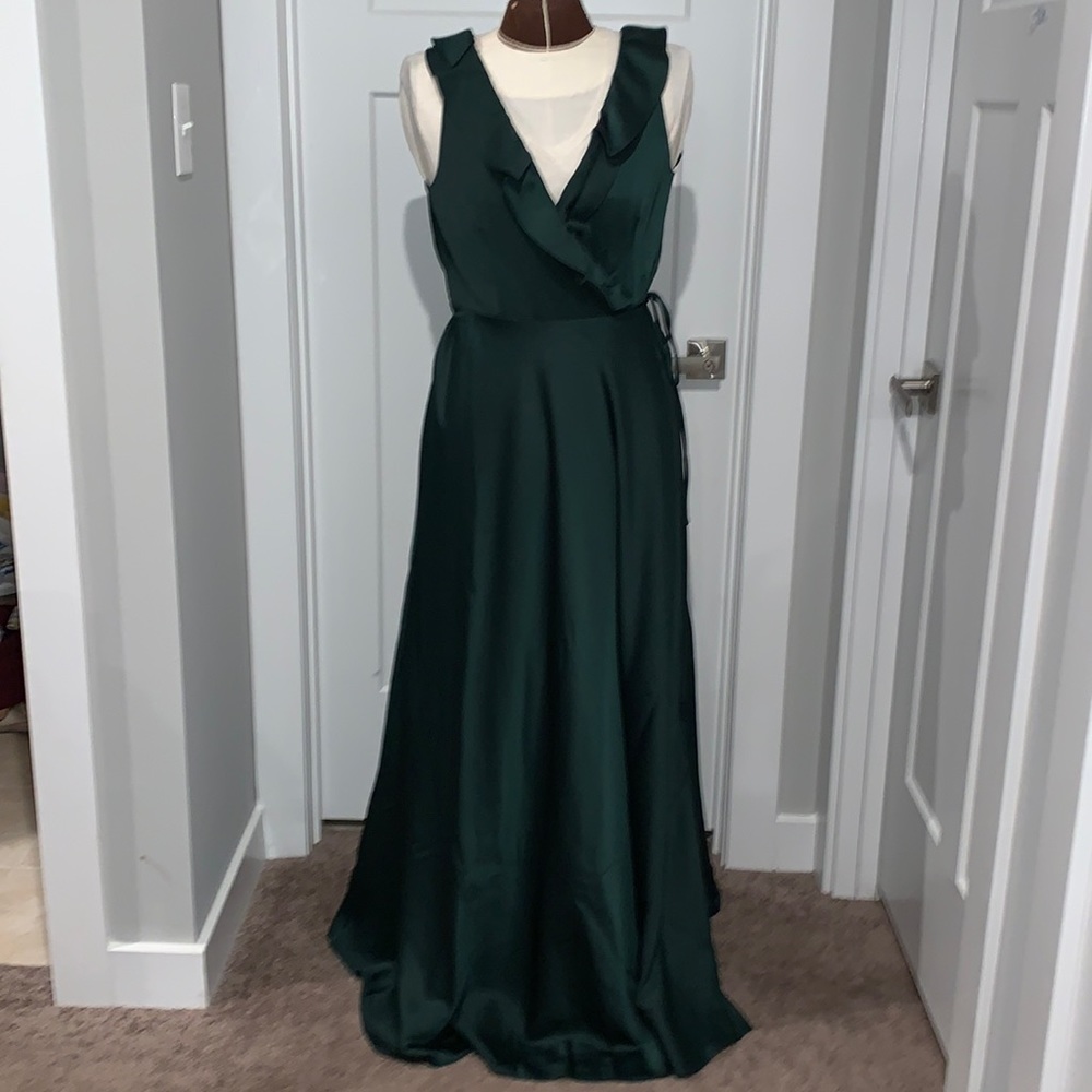 BHLDN 66170 Deep green sleeveless gown.